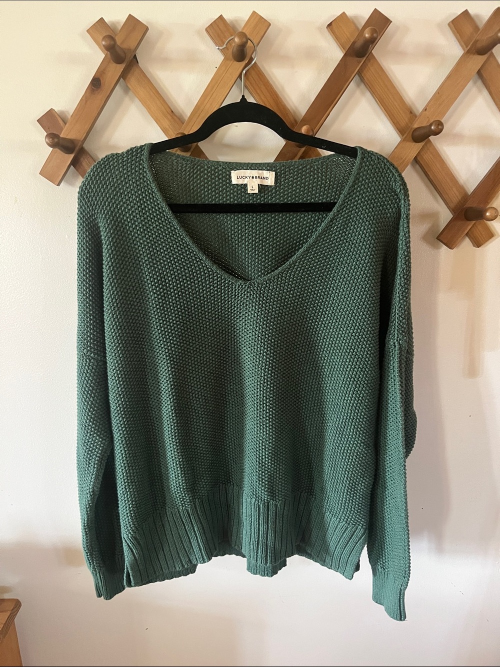 Lucky Brand Teal Green V-Neck Knit Pullover